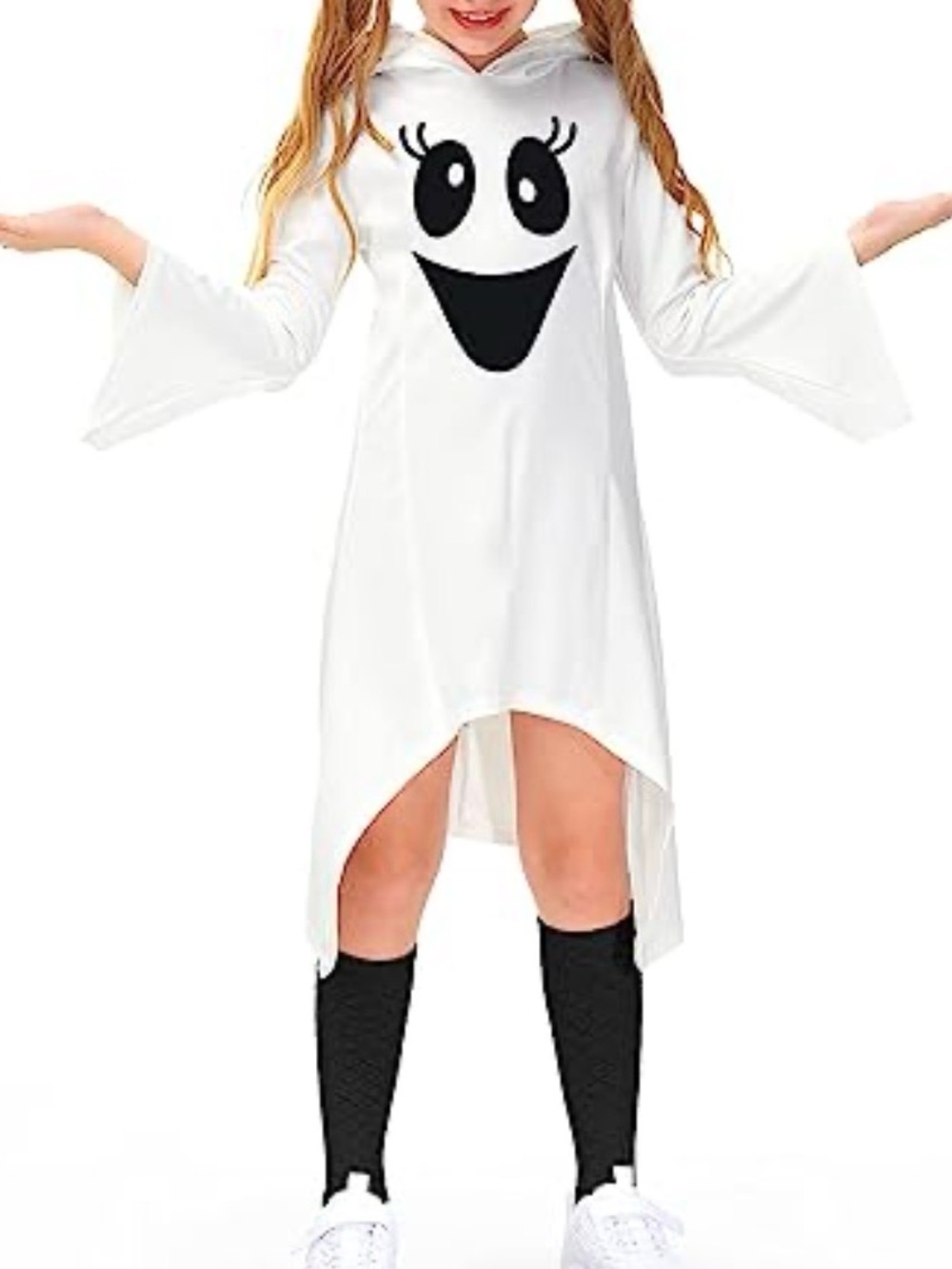 Bedder Bay Girl’s White Ghost Hoodie Dress Costume
